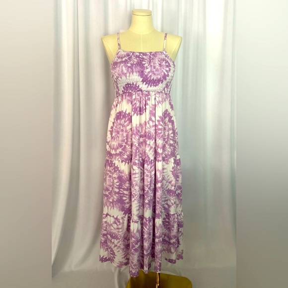 32 Degree Cool Maxi Dress with Purple Tie-Dye Patter (658) - Picture 1 of 12